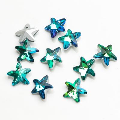 China Crystal 17mm DIY Jewelry Accessories Crystal Glass Colored Starfish Beads Blue Background Plated Crystal Necklace Pendant for sale