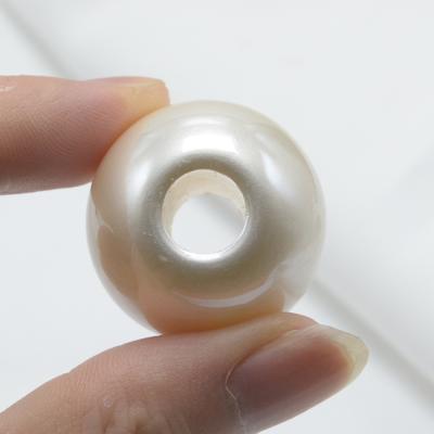 China 0.5kg/bag 8mm-22mm Big Hole ABS Acrylic Imitation Pearl Loose Beads Filled With Pure White Straight Hole Beads for sale