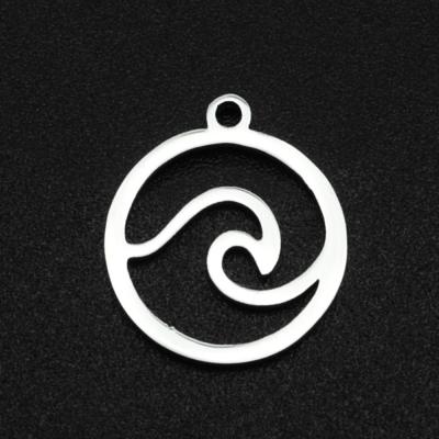 China CLASSIC Stainless Steel Necklace Bracelet Round Hollow Wave Charm Pendant For Jewelry Making for sale