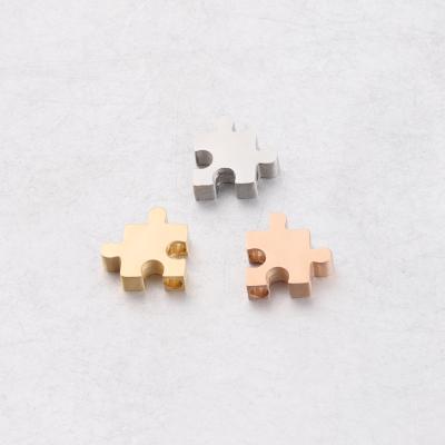 China METALS Latest Style 10mm Stainless Steel Puzzle Pieces Beads DIY Loose Necklace Bracelet Gold Making for sale