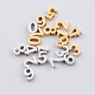 China Popular Loose Gold Number Bead DIY Stainless Steel Metal Beads 0-9 Classic Stainless Steel Beads Pendant Necklace Bracelet Jewelry Making for sale