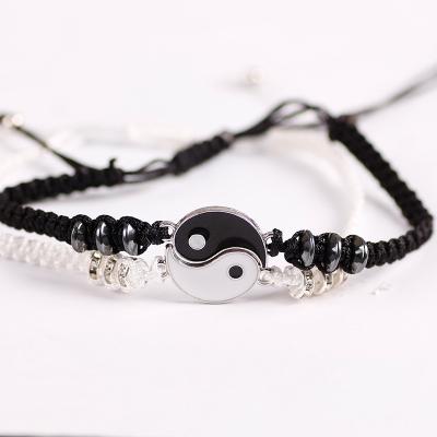 China FASHIONABLE Hot Selling 12pcs/card Handmade Jewelry Couple Matching Braided Tai Chi Gossip Bracelet Charm Amulet for sale