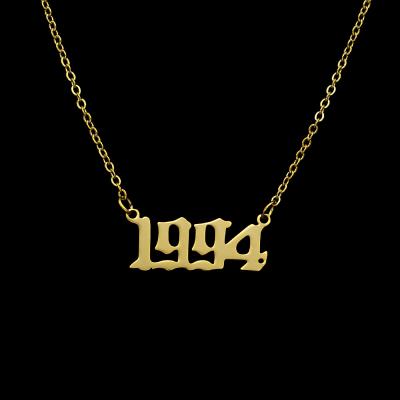 China FASHIONABLE The Most Popular Fascinating Fashion Gold Stainless Steel Anniversary Year Number Necklace Gifts For Friends for sale