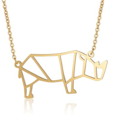 China 2021 New Rhinoceros Stainless Steel Series Trendy Animal Fashion Necklace Geometric Popular Line for sale