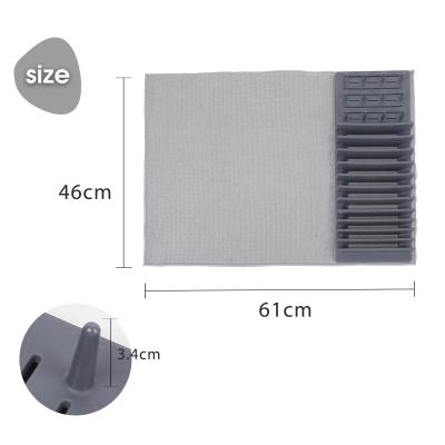 China Sustainable New Design Plastic Dish Drying Rack With Super-Absortbent Microfiber For Kitchen Countertop Cover for sale