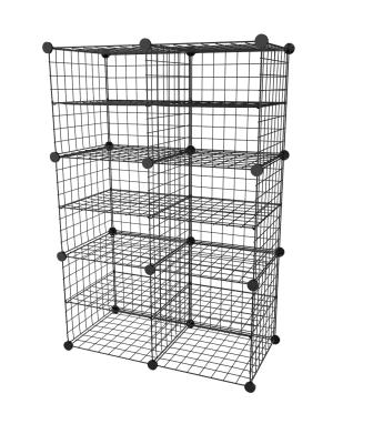 China Hot Selling 3 Layers 6 Cube Metal Workable Wire Storage Cubes Grids Modular Shelving Cabinet for sale