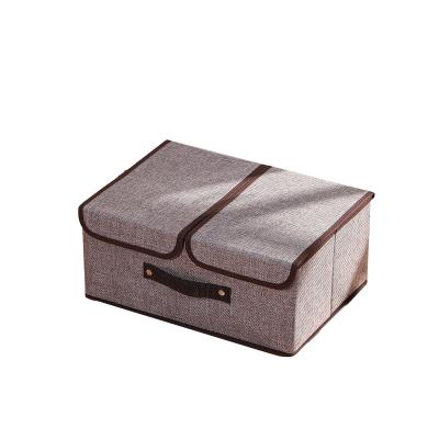 China High Quality Canvas Fabric Viable Storage Cubes Collapsible Storage Box with Lids and Handles for sale