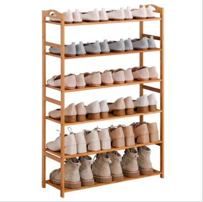 China Modern Single Row Multi-Function Multi-Function Plant Household Storage Bamboo Wooden Shoe Rack for sale