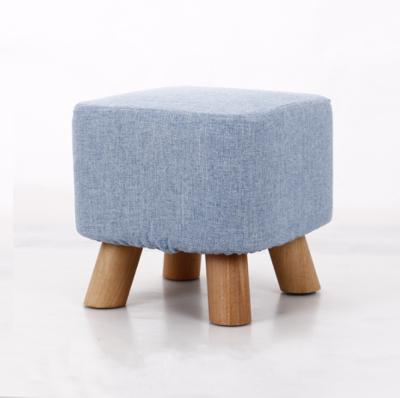 China Multifunctional Modern Soft Four Legs Sofa Shoe Bench Footstool Rest Padded Wooden Seat Stool for sale