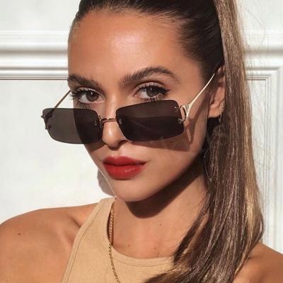 China Fashion Sunglasses Hot Selling New Arrivals Trend 2021 Metal Rimless Sunglasses From China 400 UV for sale