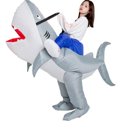 China Party Halloween Carnival Gray Crocodile Shark Bite Adult Funny Walking Inflatable Costume for sale