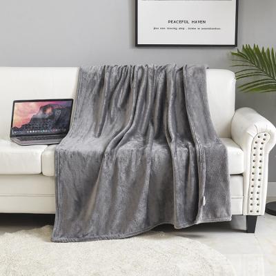 China Solid Color Nap Sleep Soft Flannel Fleece Anti-Static Double Sided Thick Throw Blanket for sale