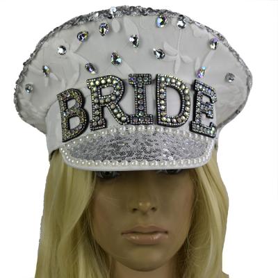 China Glitter Carnival Bride Hat Party Diamond Letter Diamond Lace Hat for sale