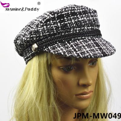 China Black White Checked Fashion Captain Sailor Hat Custom for sale