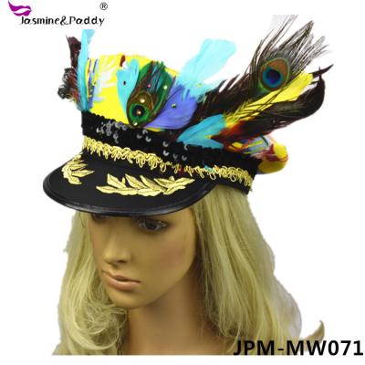 China Brazil Carnival.party brazil color feathers army hat sequin lace decorate festival hats custom for sale