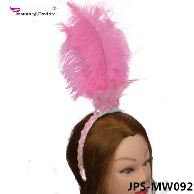 China Popular carnival ostrich feather head band lace feather hair band customization for sale