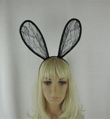 China Can Be Netted Black Women Clothing Lace Bunny Ears Headbands Party Hair Accessory for sale