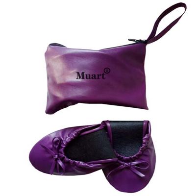 China Ballet Flats PU Folding Foldable Ballet Shoes Beautiful Comfortable Flats Girls Flats Shoes for sale