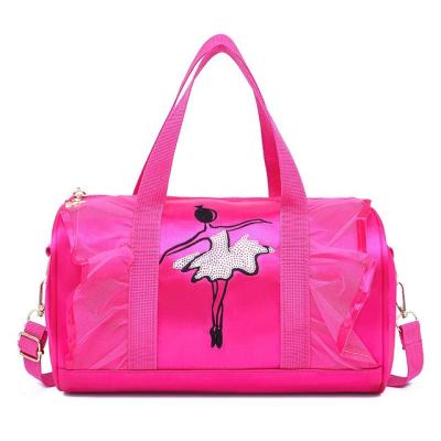 China Custom women pink cute anti-theft travel fleece girls dance gym sports dance duffel bags for sale