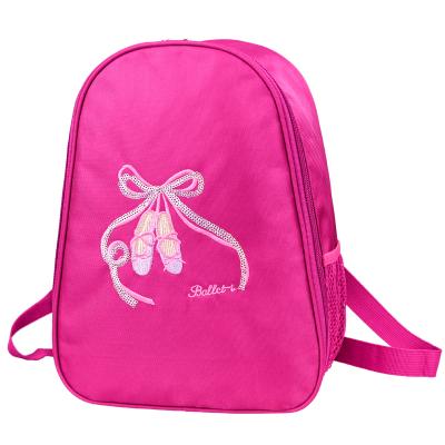 China Wholesale Anti-theft Custom Logo Simple Cute Pink Custom Embroidered Girls Sport Dance Ballet Backpacks for sale