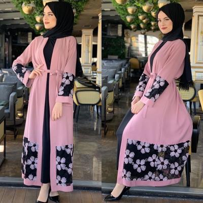 China Modest New Arrival Women Fashion Front Dubai Velvet Jilbab Maxi Dress Daily Wear Muslim Abaya Dress for sale