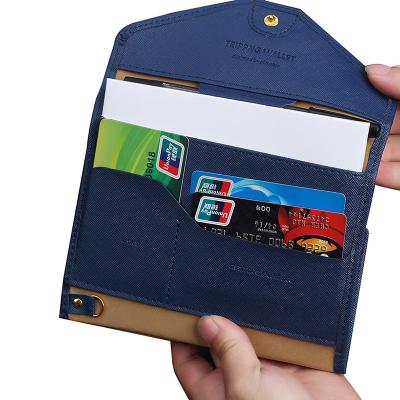 China Multi-function triple three-fold PU passport bag, document holder, wallet leather customization for sale