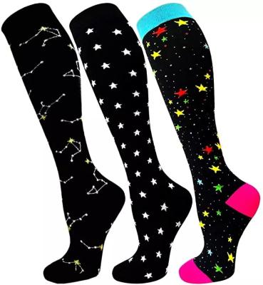 China Antibacterial Cute Design Animal Print Custom Socks 20-30mmhg Unisex Sports Running Athletic Compression Socks for sale