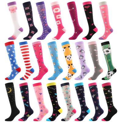 China New Design Athlete Patterns Ladies Knee High Socks Antibacterial Cute Fancy Custom Logo Compression Socks for sale