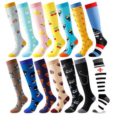 China Women Antibacterial Knee High Stockings 20-30 mmHg Long Medical Nurse Retraining Compression Socks New Models for sale