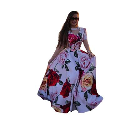 China New Fashion Wholesale Anti-wrinkle Comfortable Soft Chiffon Women Summer Floral Printing Dress for sale