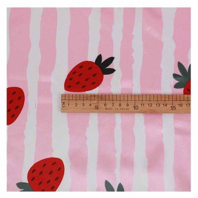 China 2022 breathable new fashion factory spot striped home pajamas ready fabric custom strawberry elastic color printed fabric for sewing for sale