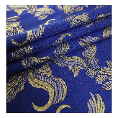 China New Jacquard Women's Yarn-dyed Fabric Eco-friendly Cheongsam Stage Suit Dress Polyester Metal Yarn Garment Fabric for sale