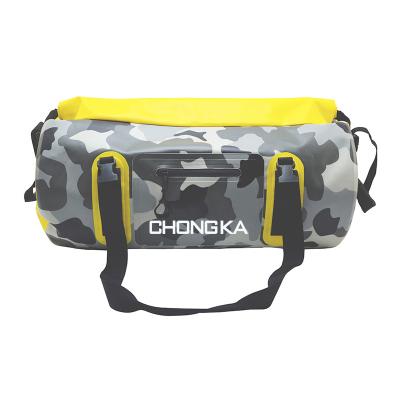 China Waterproof / Dust Proof Outdoor Camping Hiking PVC Camouflage Waterproof Duffel Bag 40liter for sale