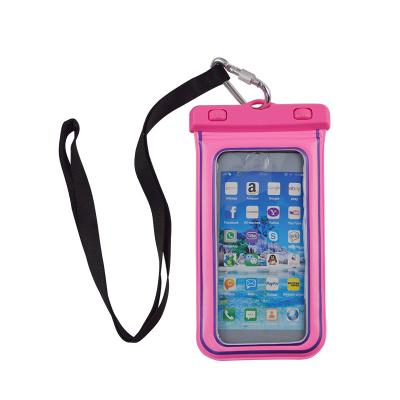 China Waterproof sandproof dustproof glowing in dark waterproof PVC phone case swim phone bag for sale