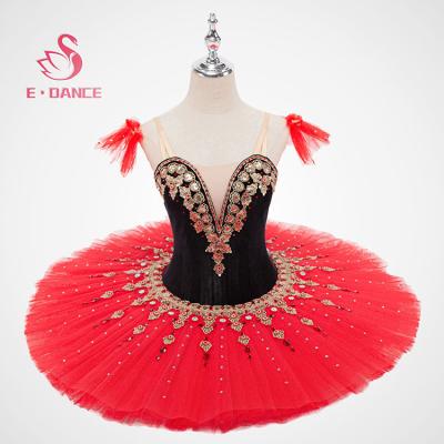 China Women Handmade High Quality Girls Stage Performance Pancake Ballet Tutu Adult Red Black Classical Ballet Tutu for sale