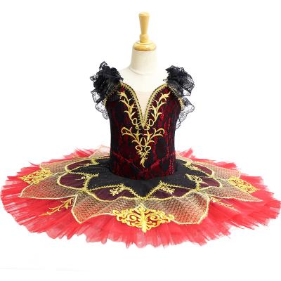 China Girls sleeveless classic cheap performance dress swan lake ballet tutu red fairy costume for sale for sale