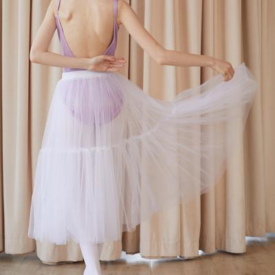 China tutu & Borde Ballet Skirt Of The Edance Chiffon Skirt Dancewear White Women's Long Ballet Training Skirt for sale