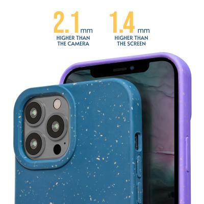 China Shockproof PBAT PLA Fiber Etched 100% Eco Friendly Biodegradable Cell Phone Cases For iPhone 13 Pro Max for sale