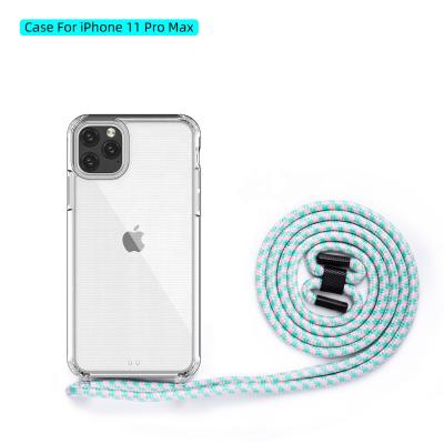 China New Fashionable Necklace Cross - Body Phone Case Transparent TPU Shockproof Case With Rope Cord Strap For iPhone 12 Pro Max for sale