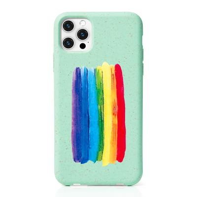 China Fashionable Eco-Friendly Natural Straw Recycle Phone Case Biodegradable Wheat TPU Phone Case For iphone 12 for sale