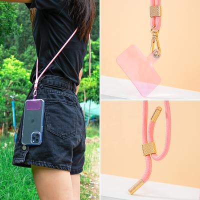 China universal Anti-drop phone lanyard with tpu colorful patch stronger durable dacron tags candy crod for sale