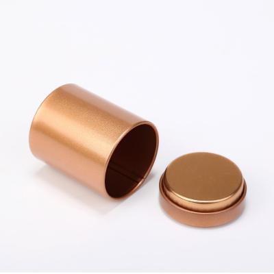 China Tea Tin Cans Metal Screw Top Can Luxury Black Red Gold Round Aluminum Tin Cans Cylinder Steel Metal Tin Container forTea Candle Package for sale