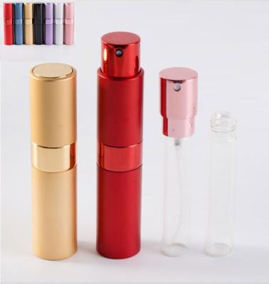 China Cosmetics.Daily Care. Travel Aluminum Perfume 5ml 8ml 10ml 12ml 15ml Metal Portable Empty Mini Pocket Twist Up Refillable Perfume Spray Atomizer Bottle for sale