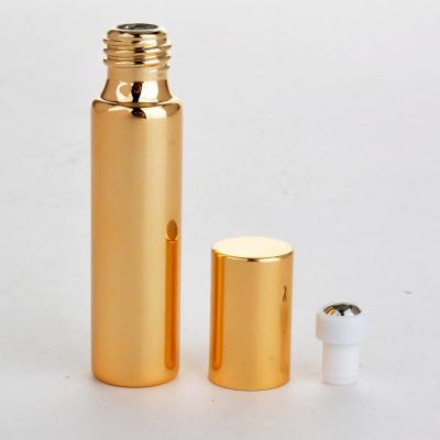 China 5ml 10ml Gold Essential Oil Glass Eco-friendly Recyclable Luxury Electroplating Silver Roll On Bottle Glass Perfume Roller Bottle for sale