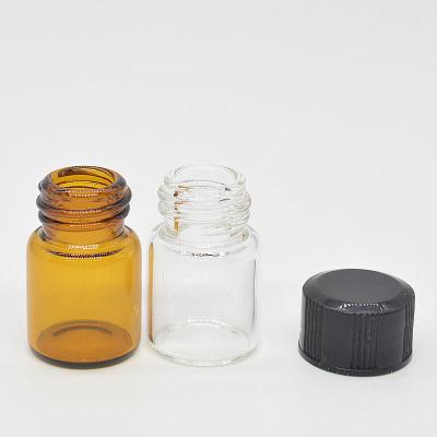 China Free Sample Eco-Friendly Recyclable Amber Essential Oils 1ml 2ml 3ml 5ml Bottles 2ml Amber Glass Vials Bottles With Orifice Reducers And Black Cap for sale