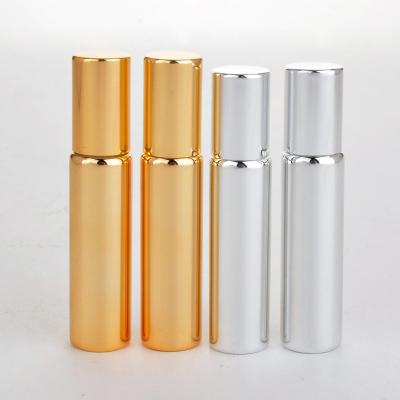 China 5ml 10ml Gold Essential Oil Roll Glass Bottle Silver Perfume Spray Bottle Eco-friendly Luxury Electroplating Glass Bottle for sale