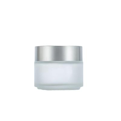 China Custom Round Glass Cosmetic Jar 1/2oz 2oz 4oz 6oz 8oz 12oz 16oz Skin Care Cream Candle Jar Right Side Glass Jar Custom Made With Lid for sale