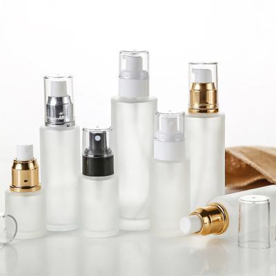 China Personal Care 30ml 50ml 100ml Round Perfume Bottle Lotion Spray Pump Bottle Personal Care Empty Luxury Frosted Glass Bottle 40ml 120ml for sale