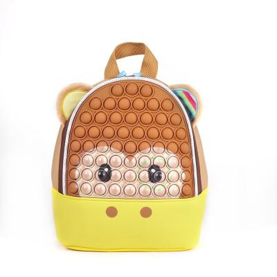 China Waterproof Cute Cartoon Children Backpack Monkey Figure Silicone Children's Bag Silicone Bubble Compression Reading Backpack for sale