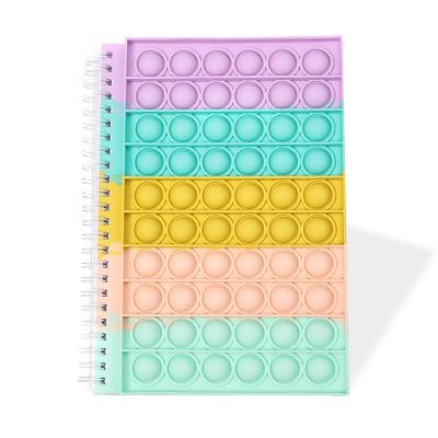 China High Quality Silicone Kids Stress Reliever Silicone Pop Cover Notebook Kids Educate Person Stirring Toys Push A5 Spiral Loose Bubbles Notebook for sale